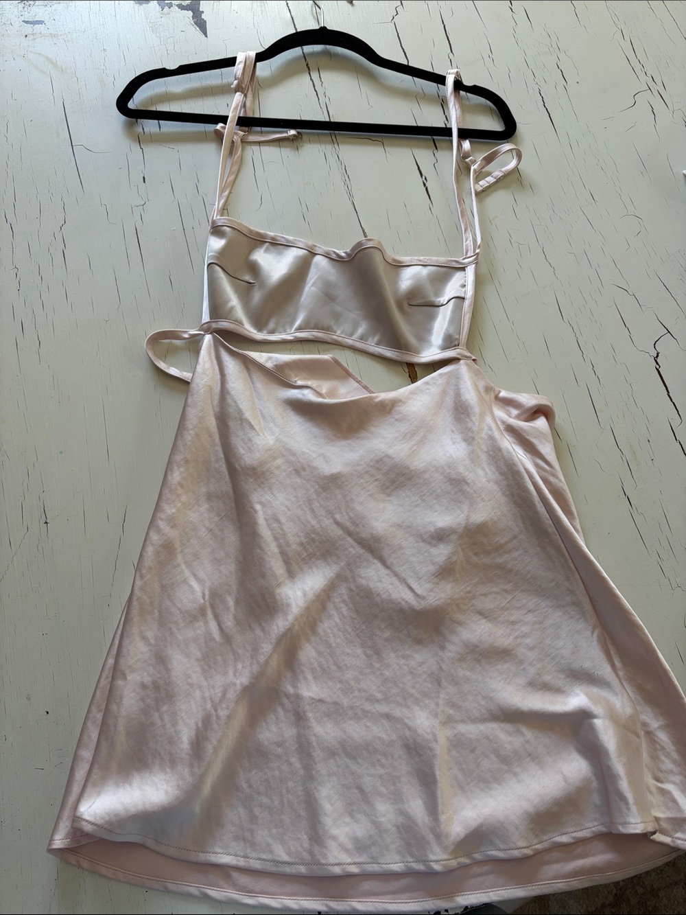 Meshki Pale Blush Satin-Trim Chemise